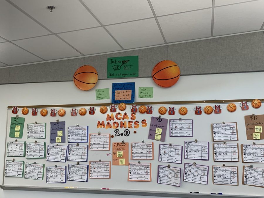 The MCAS Madness board shows team and individual scores throughout the competition, as well as abundant inspiration.