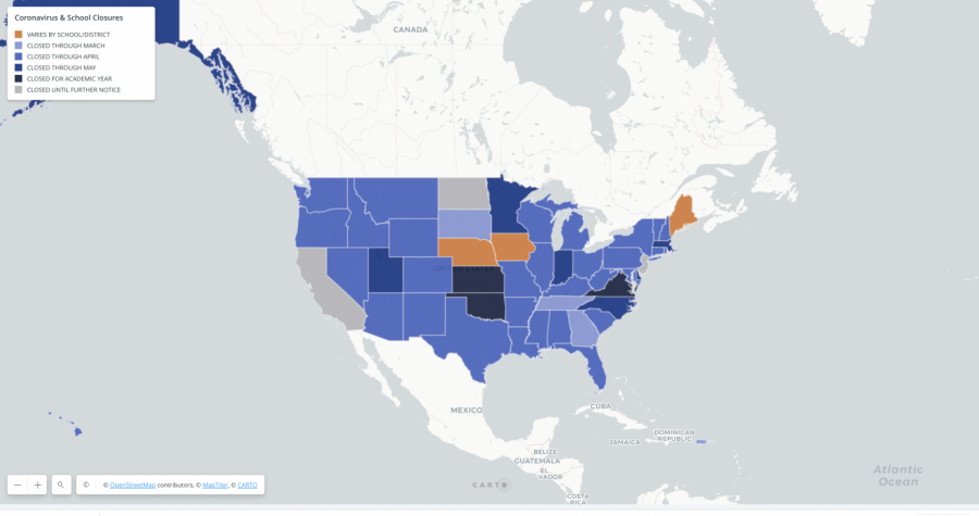 A map of school closures across the country